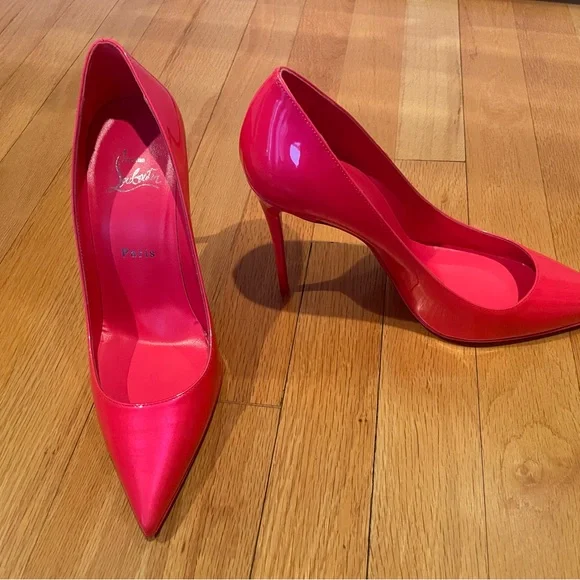 Kate 100 Patent Leather Fluorescent Pink heels size 38.5 - Picture 2 of 7